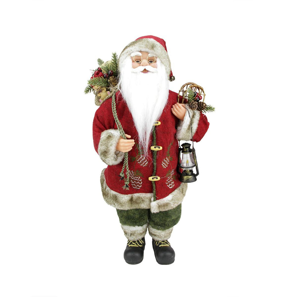 18" Old World Standing Santa Claus Christmas Figure with Lantern and Snow Shoes