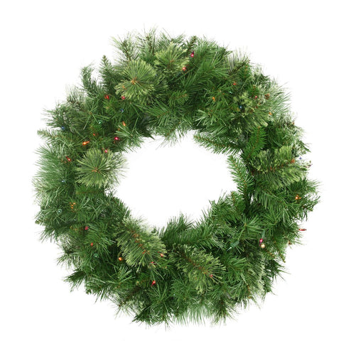 24" Pre-Lit Atlanta Mixed Cashmere Pine Artificial Christmas Wreath - Multi-Color Lights