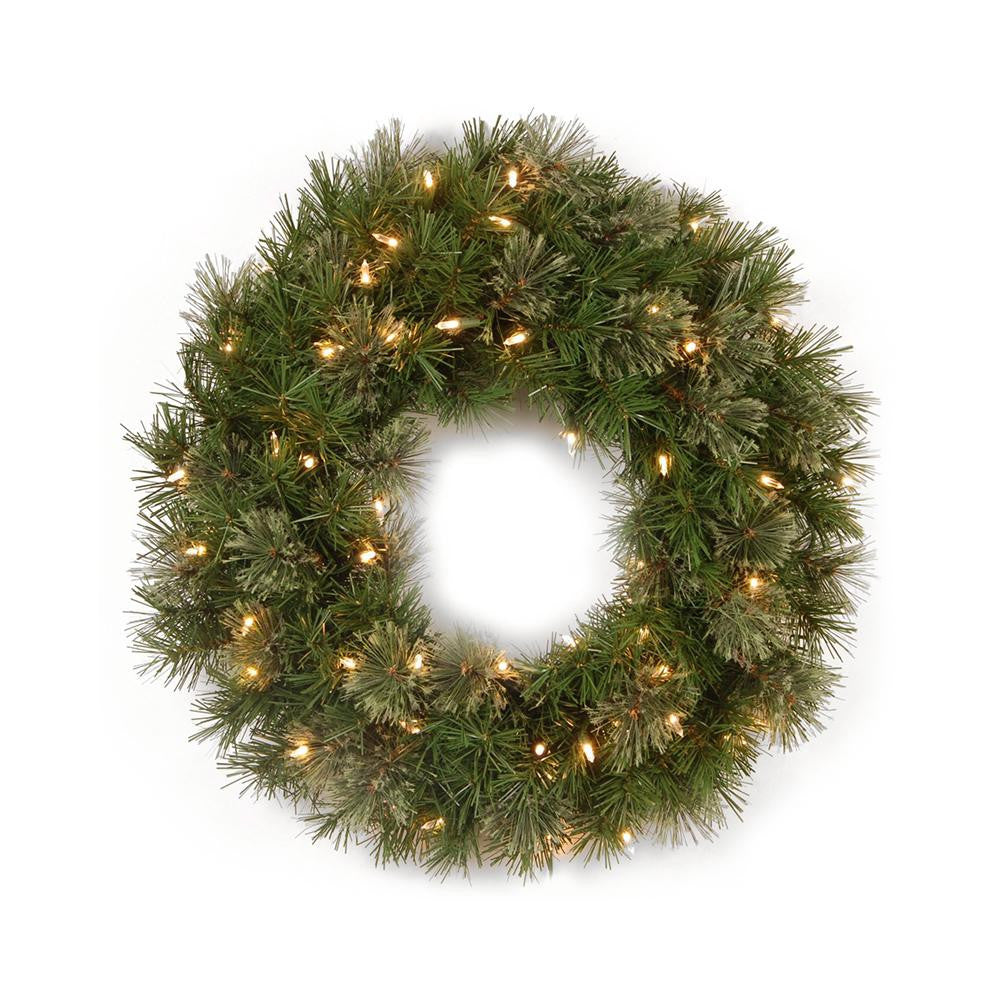 24" Pre-Lit Atlanta Mixed Cashmere Pine Artificial Christmas Wreath - Clear Lights