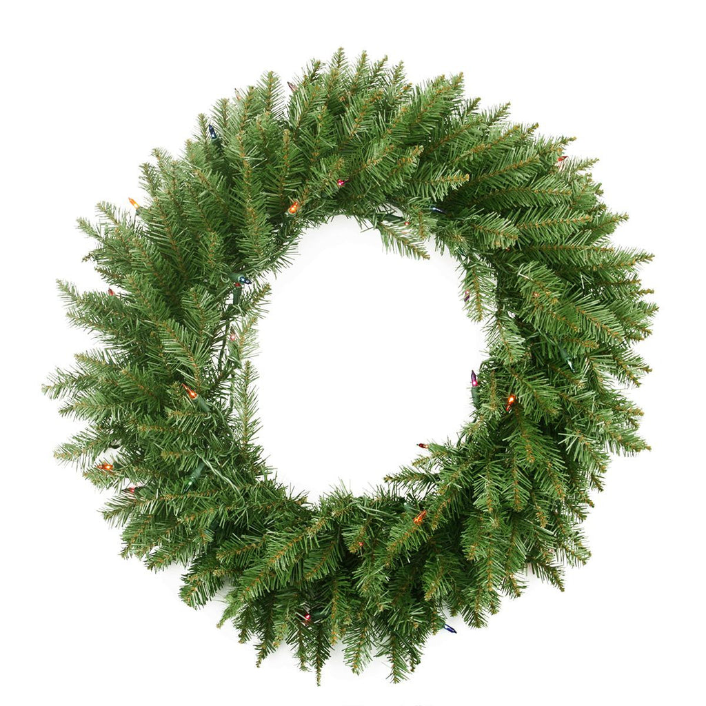 24" Pre-Lit Northern Dunhill Fir Artificial Christmas Wreath - Multi-Color Lights