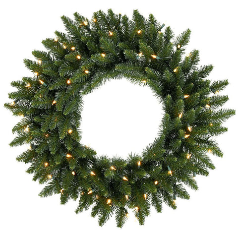 24" Pre-Lit Northern Dunhill Fir Artificial Christmas Wreath - Clear Lights