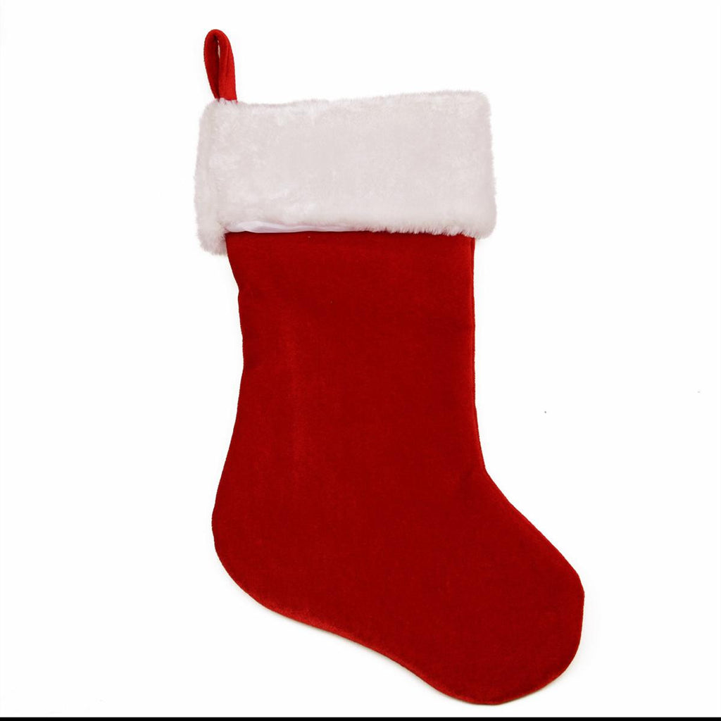 19" Traditional Red and White Velveteen Christmas Stocking