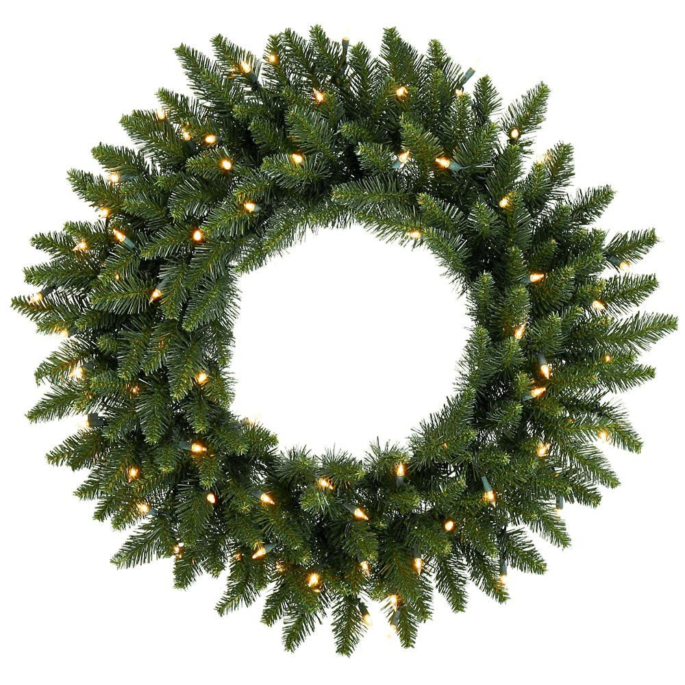 36" Pre-Lit Northern Dunhill Fir Artificial Christmas Wreath - Clear Lights