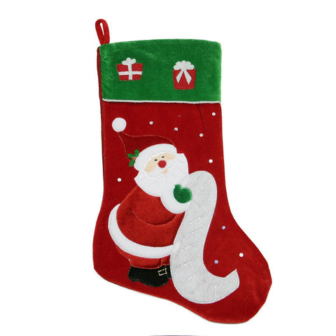 24" Large Red Santa Claus Velveteen Christmas Stocking with Present Cuff