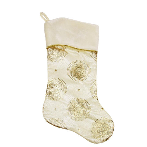 20" Gold and Iridescent Glitter Burst Christmas Stocking with Shadow Velveteen Cuff