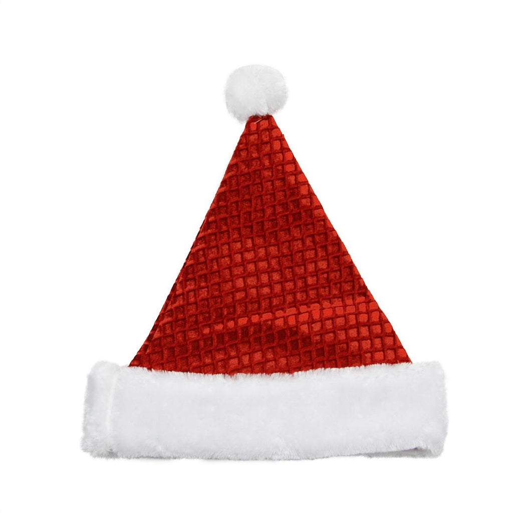 14" Red and White Waffle Weave Christmas Santa Hat - Medium