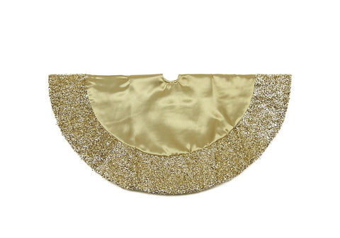 20" Gold Satin Mini Christmas Tree Skirt with Metallic Trim