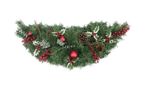 36" Pre-Decorated Holly Berry, Pine Cone, Twig and Ball Artificial Christmas Swag - Unlit