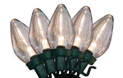 Set of 100 Warm White LED C9 Christmas Lights 4" Spacing - Green Wire