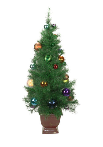 4' Potted Pre-Decorated Multi-Color Ball Ornament Artificial Christmas Tree - Unlit