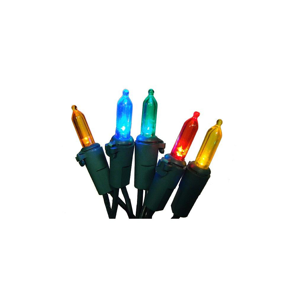 Set of 50 Multi Color LED Mini Christmas Lights - Green Wire