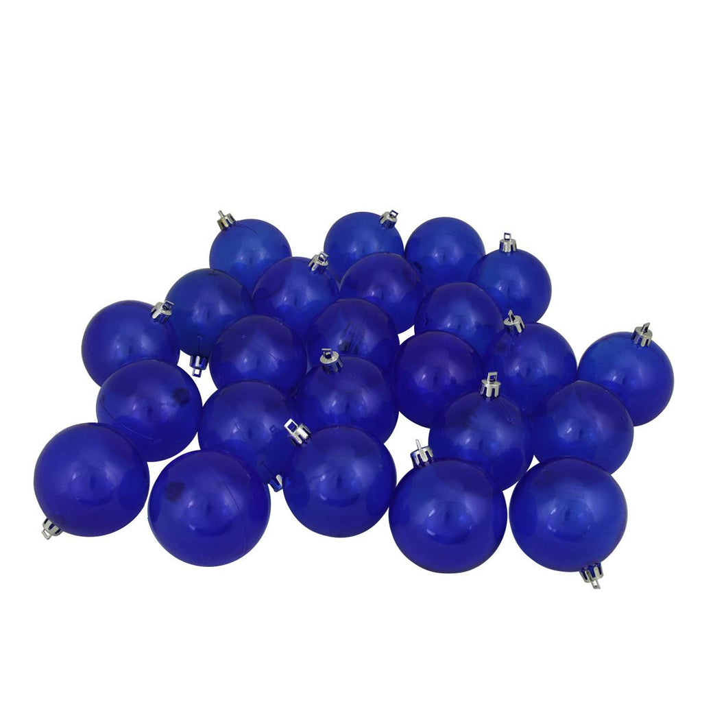 24ct Blue Transparent Shatterproof Christmas Ball Ornaments 2.5" (60mm)