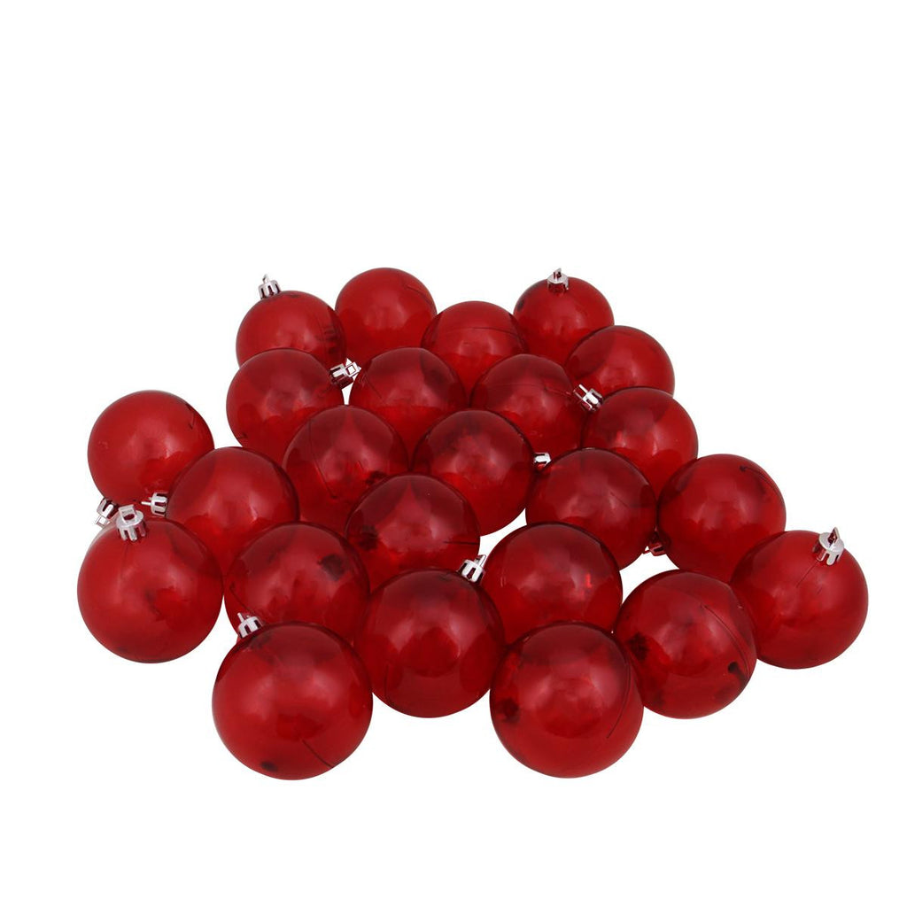 32ct Red Transparent Shatterproof Christmas Ball Ornaments 3.25" (80mm)