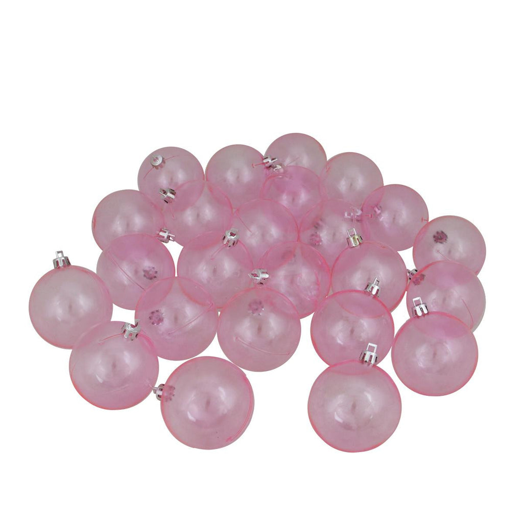 32ct Pink Transparent Shatterproof Christmas Ball Ornaments 3.25" (80mm)