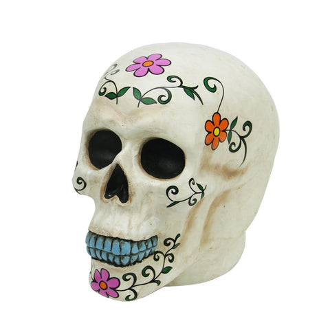 7.75" Spooky Life-Sized Day of the Dead White Skull Halloween Decoration