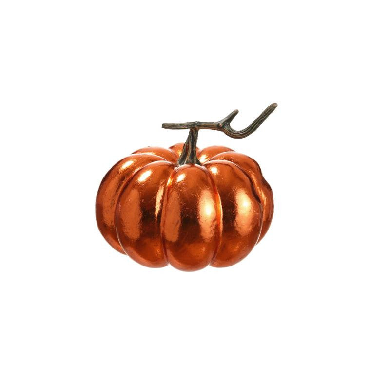 8.5" Autumn Harvest Metallic Bronze Orange Pumpkin Thanksgiving Fall Decoration