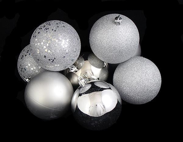 32ct Silver Splendor 4-Finish Shatterproof Christmas Ball Ornaments 3.25" (80mm)