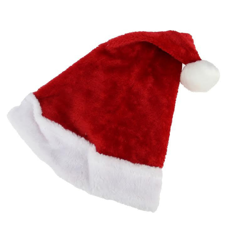 17" Traditional Red and White Plush Christmas Santa Hat - Adult Size Small