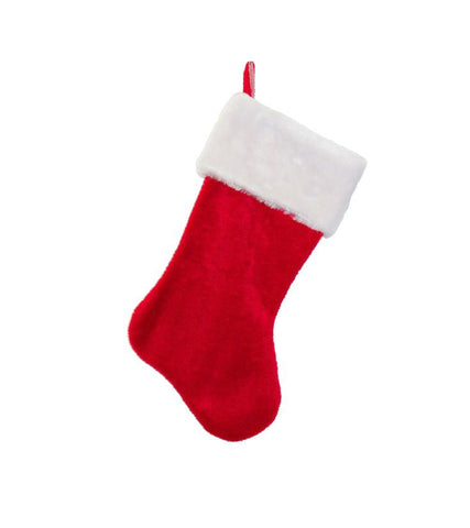 17.5" Traditional Red and White Plush Christmas Stocking