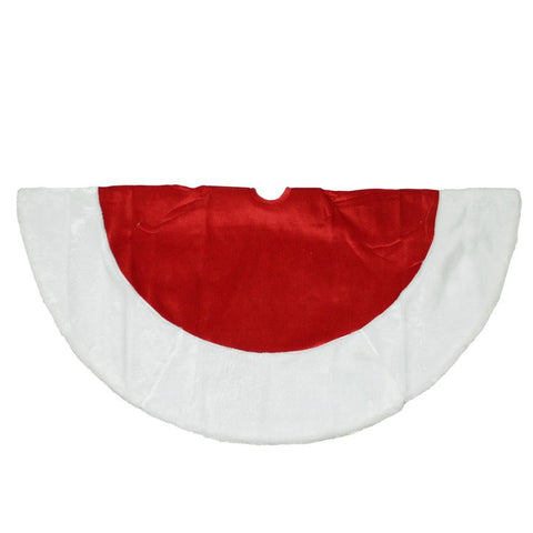 26" Traditional Red and White Velveteen Christmas Tree Skirt