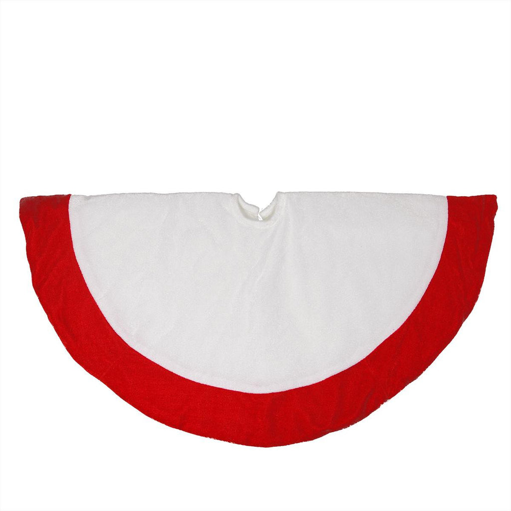 26" Traditional White and Red Velveteen Christmas Tree Skirt