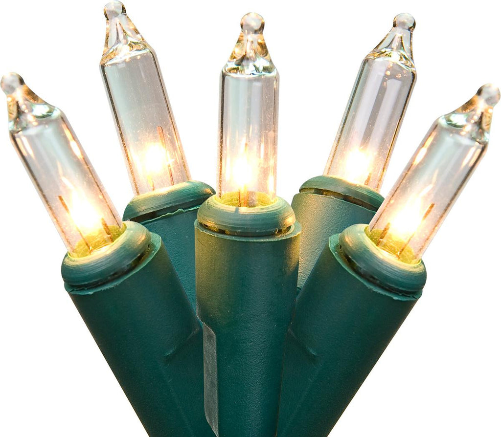 Set of 20 Clear Mini Christmas Lights 2.5" Spacing - 3.9' Long Green Wire