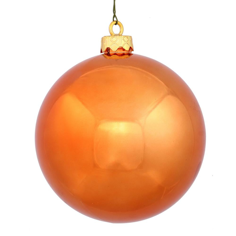 Shatterproof Shiny Burnt Orange Christmas Ball Ornament 4" (100mm)