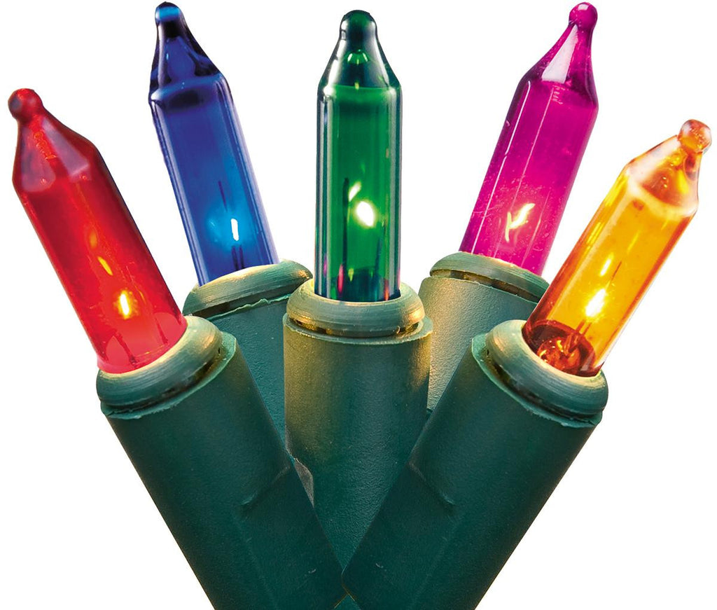 Set of 50 Multi-Color Mini Christmas Lights 2.5" Bulb Spacing - Green Wire