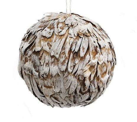 5" Natural Rustic Dried Glitter Artichoke Christmas Ball Ornament