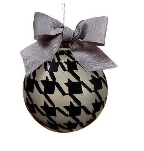 4.75" Gray and Black Pied-A-Poule Glass Ball Christmas Ornament