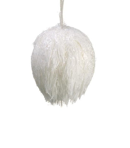 3.25" Glittered Fuzzy White Snowball Christmas Ornament