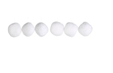 Pack of 6 Glittered White Fluffy Snowball Christmas Ornaments 4"