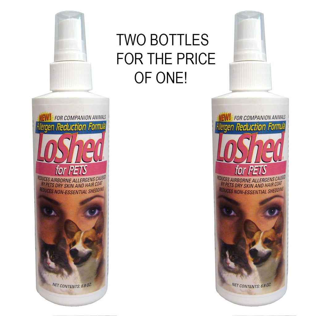 Pack of 2 LoShed for Pets - Allergen and Shedding Reduction Formula Spray Bottles 6.8 ounces