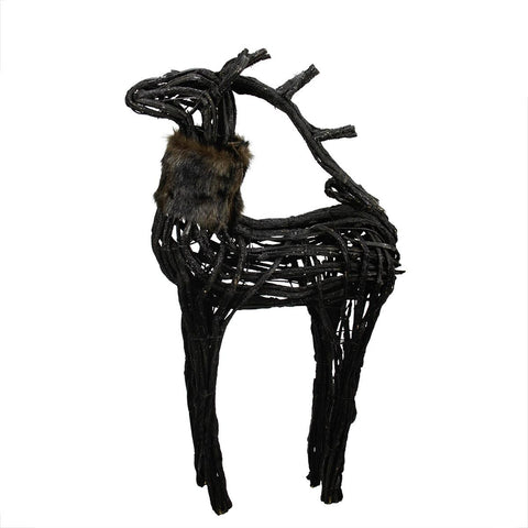 3' Commercial Glittery Dark Brown and Black Wicker Standing Reindeer Christmas Figure