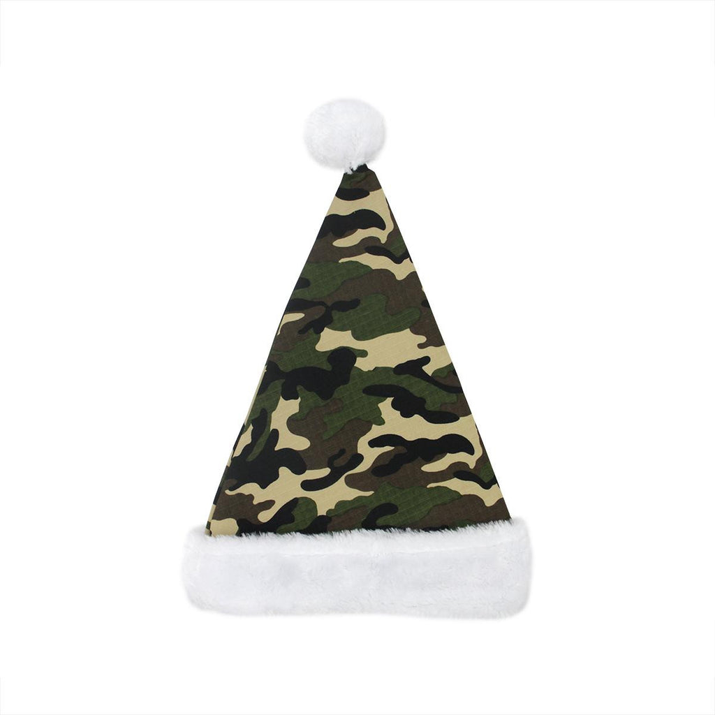 17" Camouflage Faux-Fur Cuffed Christmas Santa Claus Hat - Adult Size