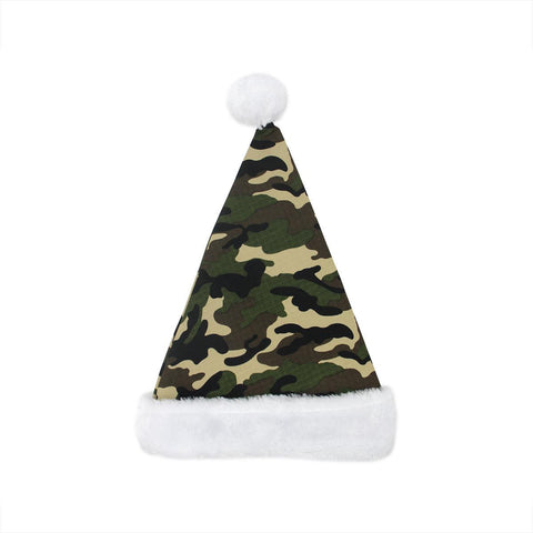 17" Camouflage Faux-Fur Cuffed Christmas Santa Claus Hat - Adult Size