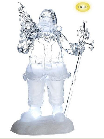 16" Icy Crystal Jolly Santa with Tree LED Lighted Musical Christmas Figure