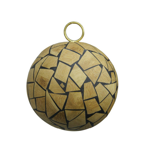 Brown Humble Holiday Wood Mosaic Christmas Ball Ornament 4" (100mm)