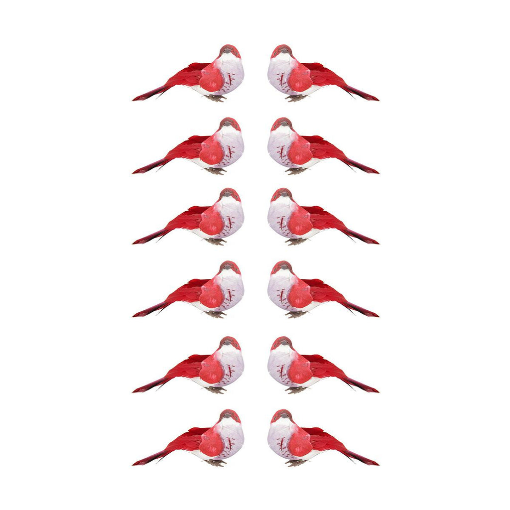 Pack of 12 Graceful Elegance Red and White Bird Christmas Ornaments 4.25"