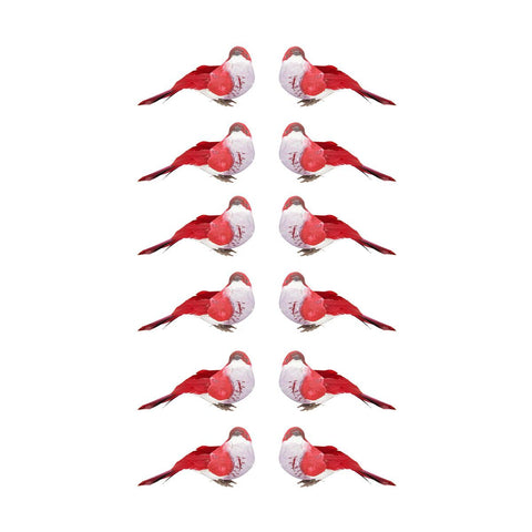 Pack of 12 Graceful Elegance Red and White Bird Christmas Ornaments 4.25"