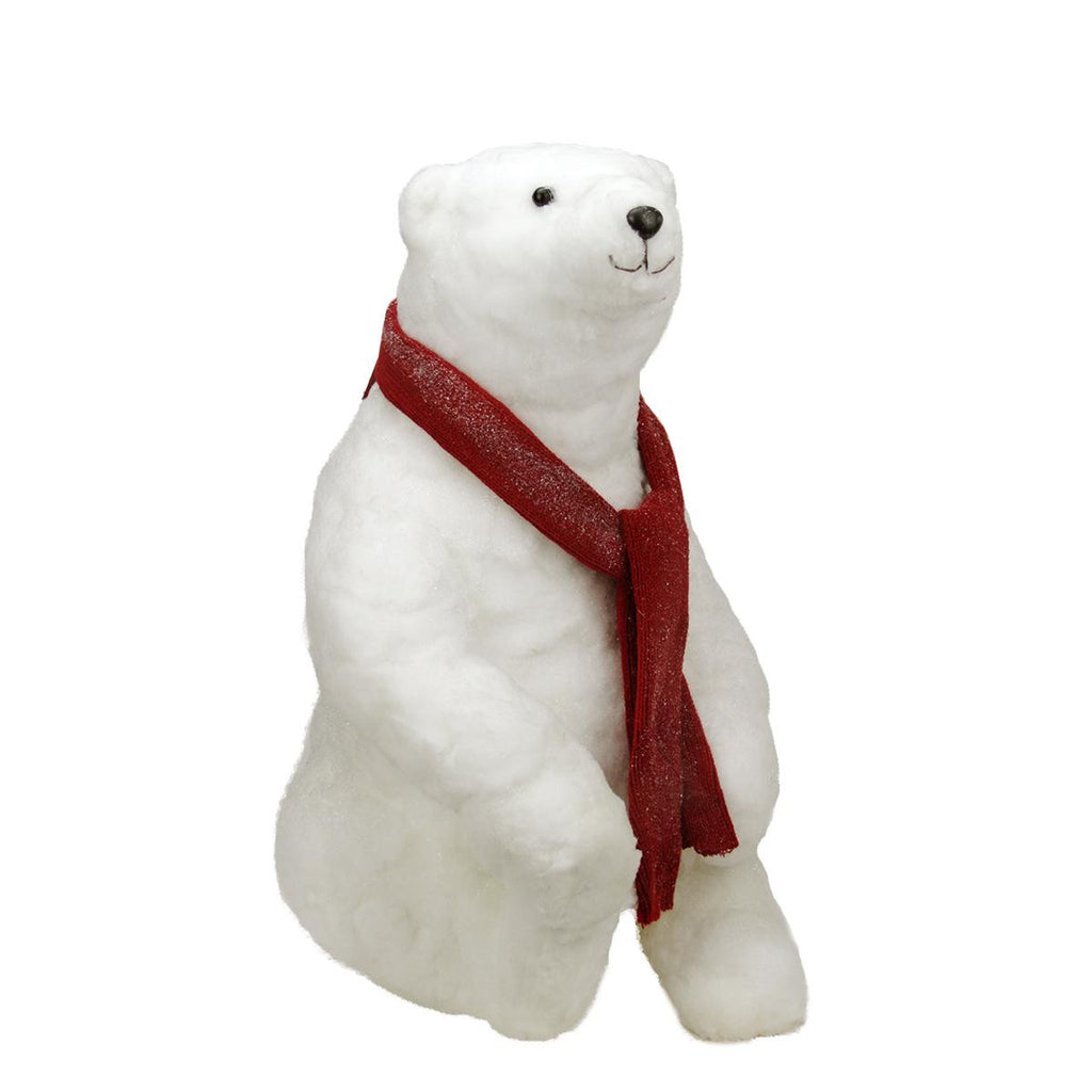 2' Commercial Sitting Plush White Polar Bear Christmas Decoration