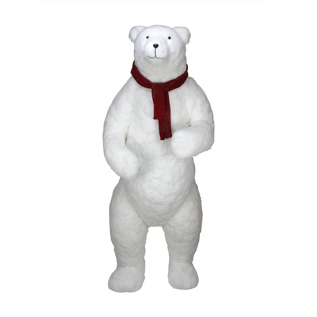 6' Commercial Standing Plush White Polar Bear Christmas Decoration