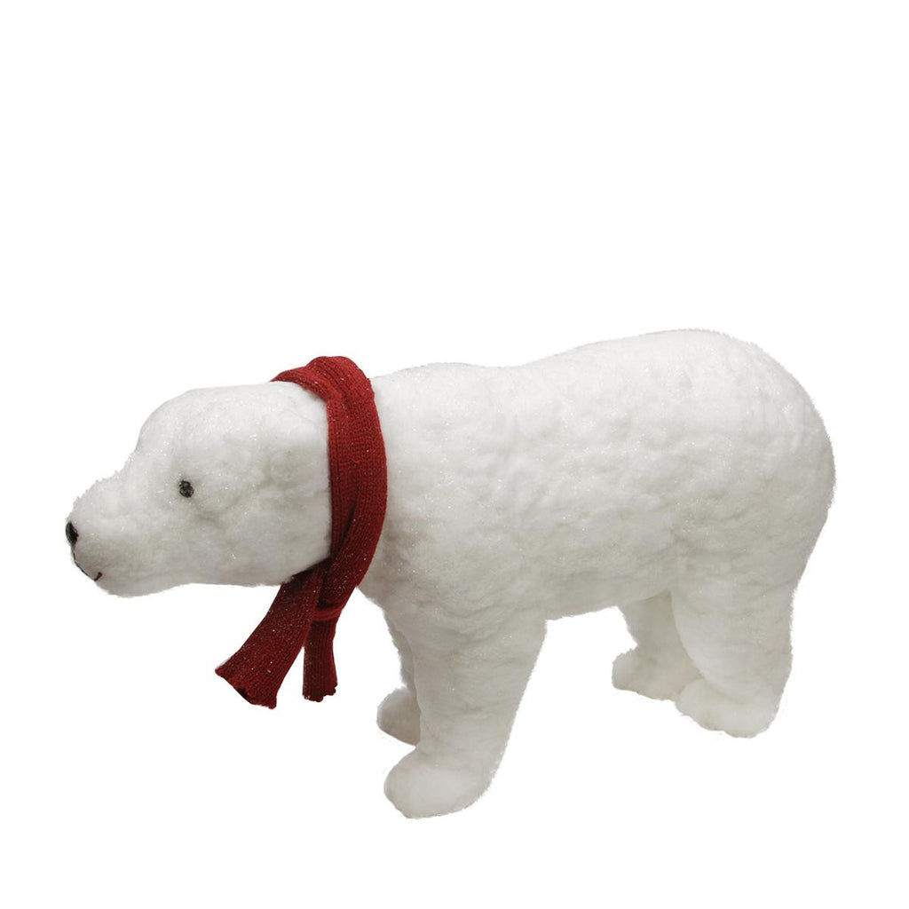 25" Walking Plush White Polar Bear Christmas Decoration