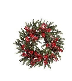 22" Red Berry and Pine Cone Artificial Christmas Wreath - Unlit