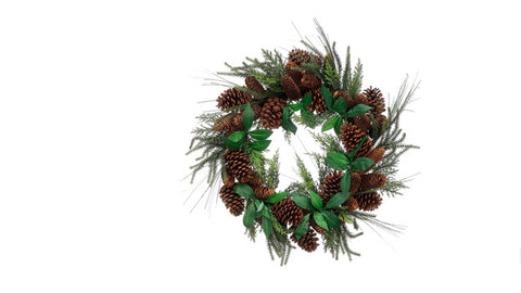 24" Mixed Pine Artificial Christmas Wreath with Pine Cones - Unlit