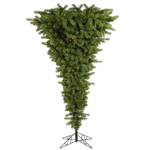 5.5' Pre-lit Green Upside Down Artificial Christmas Tree - Warm White LED Lights