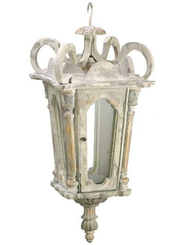 26" Antique-Church Style Hanging Weathered Wood Candle Lantern