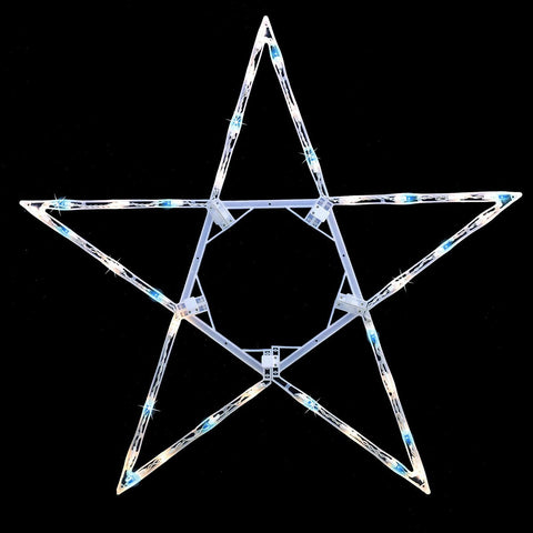 32" Folding Lighted Twinkling Star Christmas Window Decoration - Blue and Clear Lights