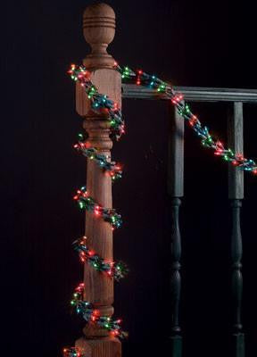 Set of 600 Multi-Color Mini Garland Christmas Lights - Green Wire