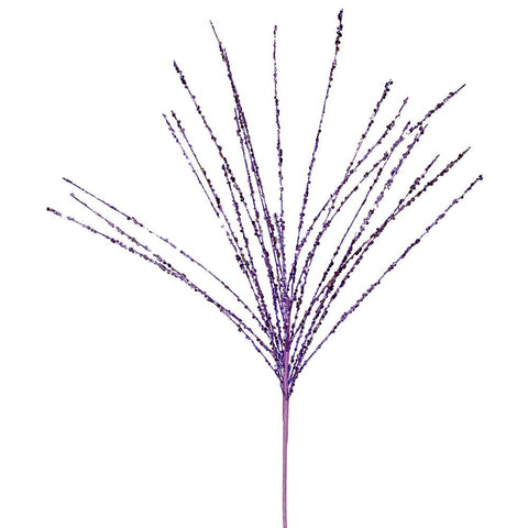 24" Sparkling Purple Glitter and Sequin Grass Christmas Spray